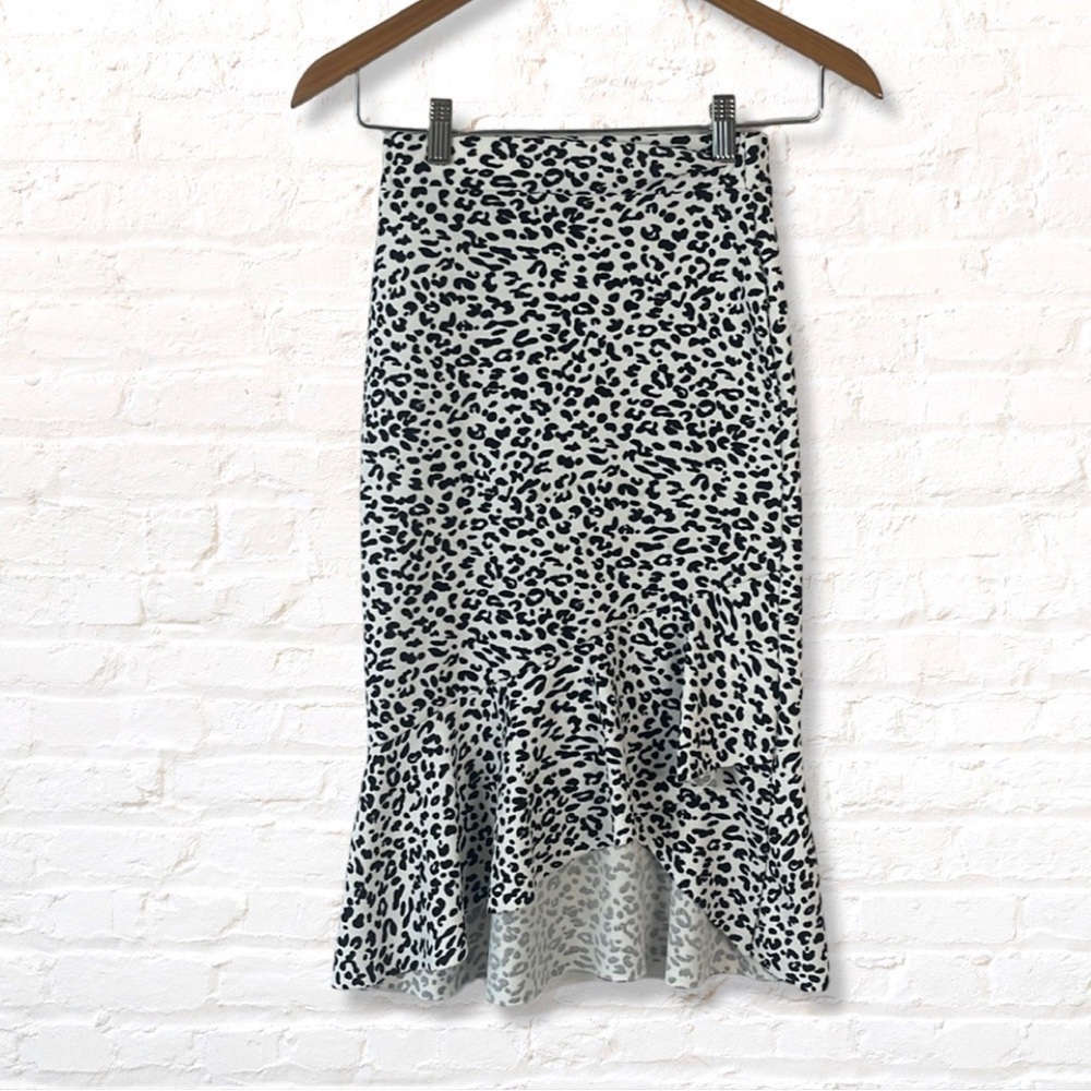 Pretty Little Thing Leopard Ruffled Pencil Mini Skirt Size 2